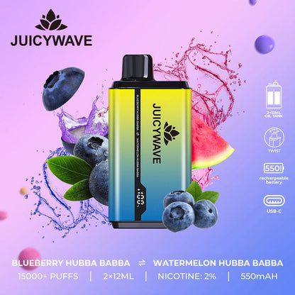 Juicy wave 15000 Disposable Vape Puff Pod Device - 20 MG - Box of 10